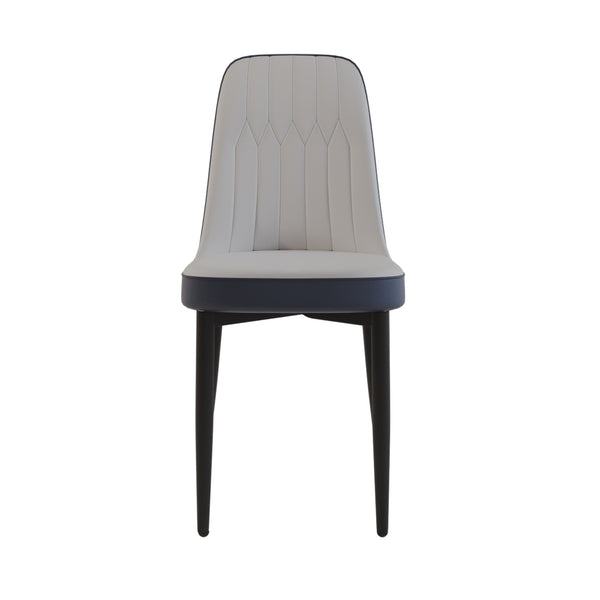 English Elm A Set Of 4 Modern Dining Chairs In White And Blue Pu Leather With Cushioned Comfort & Metal Legs W2189P168409