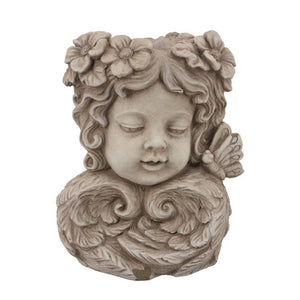 English Elm Accent Terracotta Face Planter Handcrafted Floral Relief Bohemian Sculptural Decor B056P416957