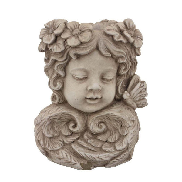 English Elm Accent Terracotta Face Planter Handcrafted Floral Relief Bohemian Sculptural Decor B056P416957