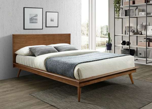 English Elm Modern platform bed with sleek minimalist silhouette, durable wood frame, no box spring needed, queen centerpiece Brown 81.5 L x 10.5 W x 9.5 H B011S00980