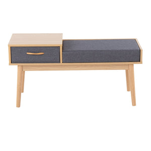 English Elm Telephone Upholstered Storage Bench Solid Wood Frame Grey Seat for Entryway or Bedroom B202P223659