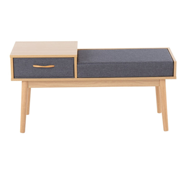 English Elm Telephone Upholstered Storage Bench Solid Wood Frame Grey Seat for Entryway or Bedroom B202P223659