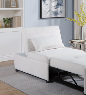 English Elm Contemporary Armless Sleeper Sofa Chair with Sherpa Tufted Seat, Pull-Out Bed & Accent Pillow, White B011P200214
