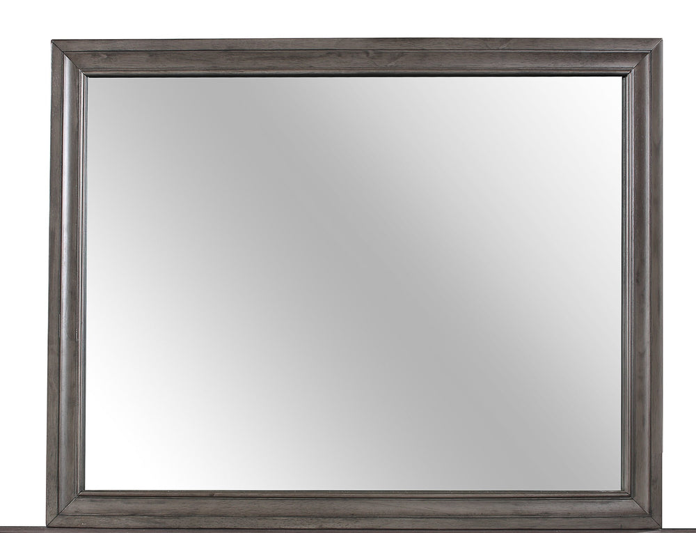 English Elm RYDER Large Grey Wall Mirror with Beveled Glass and Solid Wood Trim — Stylish Oversized MDF Frame, Easy Mounting B201P215945