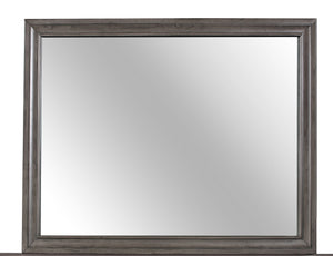 English Elm RYDER Large Grey Wall Mirror with Beveled Glass and Solid Wood Trim — Stylish Oversized MDF Frame, Easy Mounting B201P215945