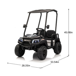 English Elm 24v Kids Electric Ride on Truck Four Seat All Wheel Drive Spring Suspension Sunshade Black W1578P381262