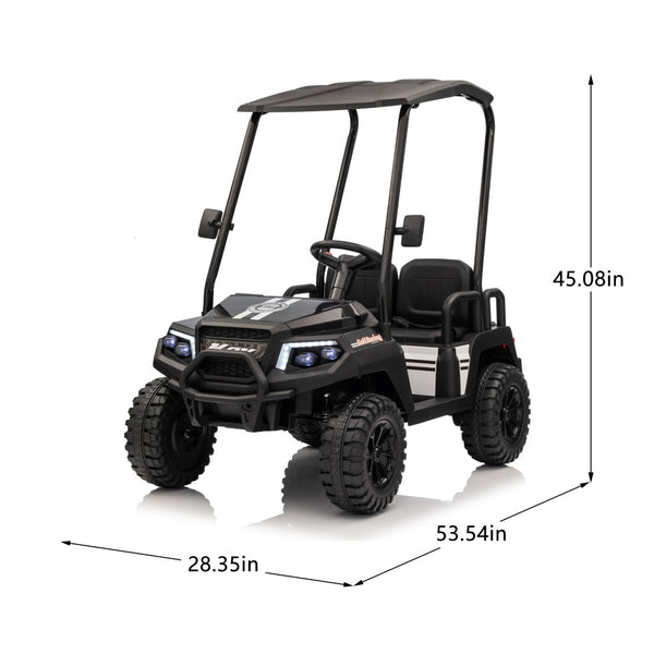 English Elm 24v Kids Electric Ride on Truck Four Seat All Wheel Drive Spring Suspension Sunshade Black W1578P381262