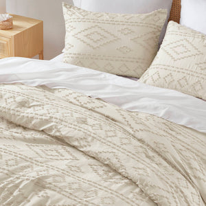 JLA Home 510 Design - Comforter Boho Tufted Mini Set with Brushed Microfiber, OEKO-TEX Certified, Lightweight Year-Round Cozy Beige AM10-0541