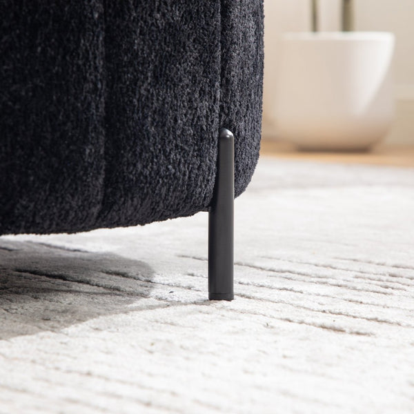 English Elm 31.3"w Chenille Channel Tufted Round Storage Ottoman Sculptural Pumpkin Seat for Any Room Black W3118P439479