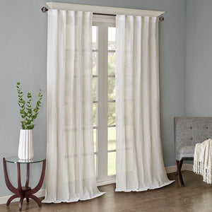 English Elm Solid Crushed Curtain Panel Pair - Elegant Sheer Window Treatments, Versatile Hanging Options, 2 Pcs B03598153-GIGA