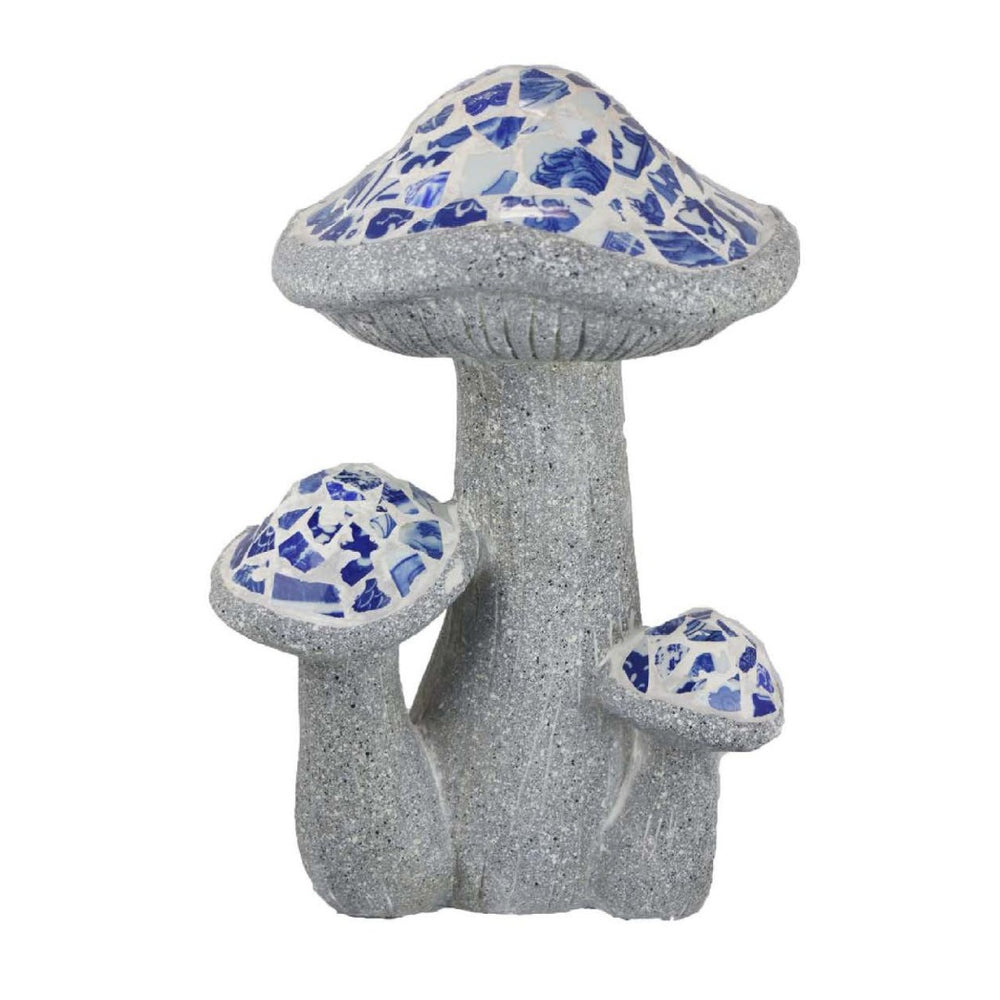 English Elm Amyra Mosaic Mushroom Garden Statues Set of Three Blue Resin Outdoor Folk Art Decor B056P417018