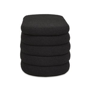 English Elm Jennifer Taylor Home - Fuji 49" Upholstered Oval Storage Bench with Bouclé Texture, Plush Tufted Lid & Hidden Compartment Black B2719P238463