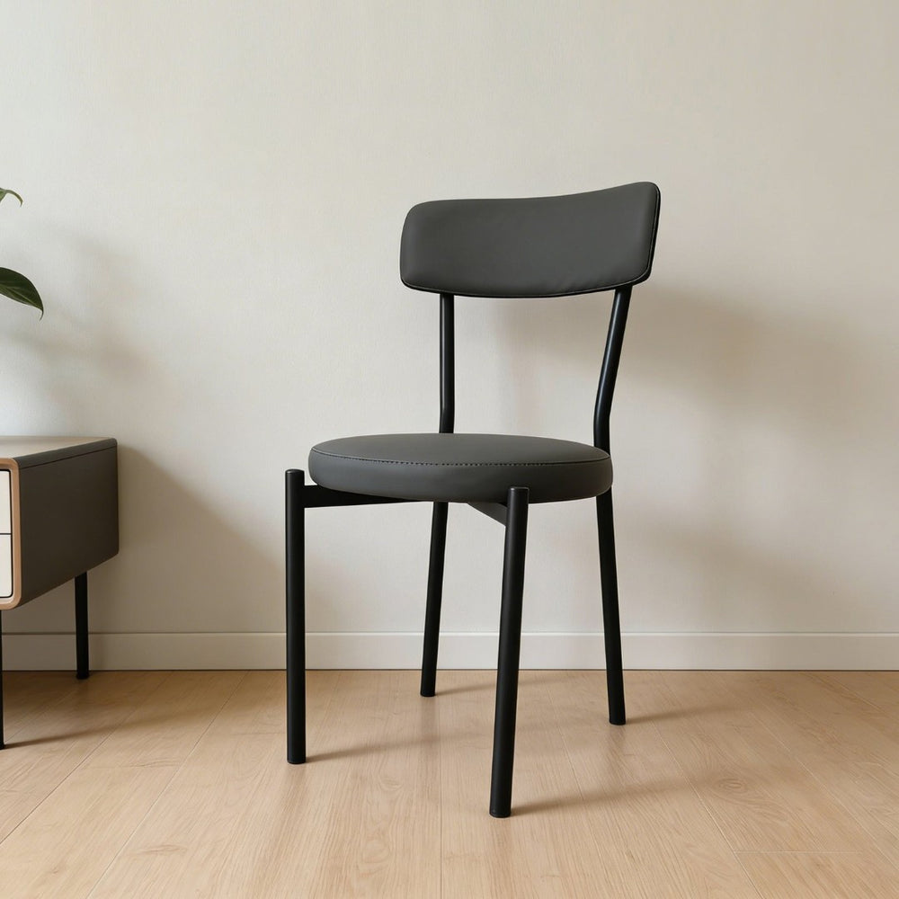 English Elm Dining Chair Set of 4 Upholstered Pu Leather Curved Back with Steel Legs W3752P466698