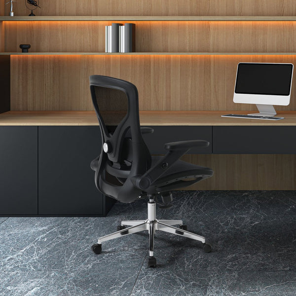 OSP Home Furnishings Matrix Ergonomic Mesh Manager Chair with 4d Arms Lumbar Support and Chrome Base EMH60949C-3