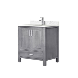 English Elm Distressed Grey 30" Bath Vanity with Carrara Marble Top, Soft-Close Storage & Chrome Faucet Set B2731P259005