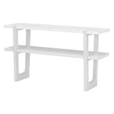 English Elm Trexm Retro Elegant Console Table With Marble-Effect Top and Versatile Storage Solutions For Entryway and Living Room (Antique White)