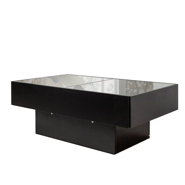 English Elm Coffee Coffee Table with Sliding Top and Hidden Storage, Extendable 57" Surface for Entertaining Black W331P270515