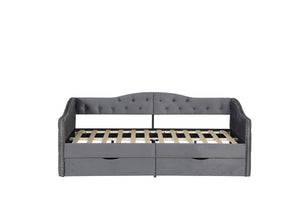 English Elm Full Boucle Upholstered Daybed with Tufted Headboard Storage Drawers and Usb Ports W1670S00027