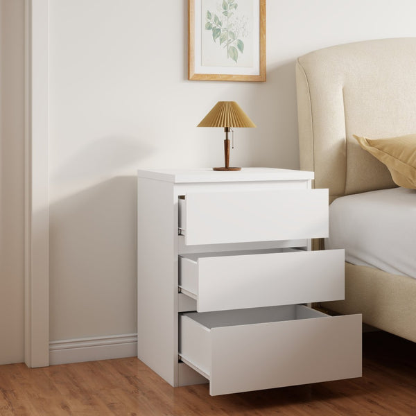 English Elm 19.7-inch Matte Finish Nightstand with Touch Release Drawers for Minimalist Bedrooms White W3151P407888