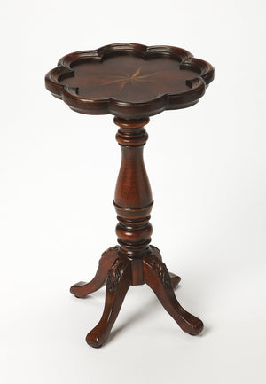 Butler Specialty Whitman Elegant Round Wood Side Table With Scalloped Edge And Intricate Carved Legs For Small Spaces Dark Brown Rubberwood Solids,Cherry Veneer,Resin,Mdf 923024-butler