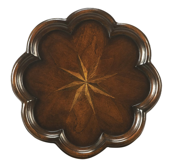 Butler Specialty Whitman Elegant Round Wood Side Table With Scalloped Edge And Intricate Carved Legs For Small Spaces Dark Brown Rubberwood Solids,Cherry Veneer,Resin,Mdf 923024-butler