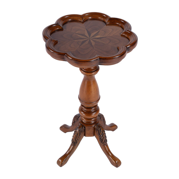 Butler Specialty Whitman Elegant Round Wood Side Table With Scalloped Edge And Intricate Carved Legs For Small Spaces Medium Brown Rubberwood Solids,Cherry Veneer,Resin,Mdf 923101-butler