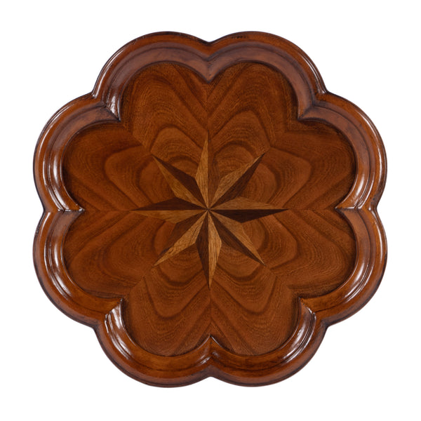 Butler Specialty Whitman Elegant Round Wood Side Table With Scalloped Edge And Intricate Carved Legs For Small Spaces Medium Brown Rubberwood Solids,Cherry Veneer,Resin,Mdf 923101-butler