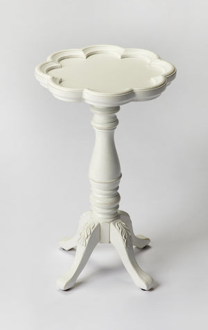 Butler Specialty Whitman Elegant Round Wood Side Table With Scalloped Edge And Intricate Carved Legs For Small Spaces White Rubberwood Solids,Cherry Veneer,Resin,Mdf 923222-butler