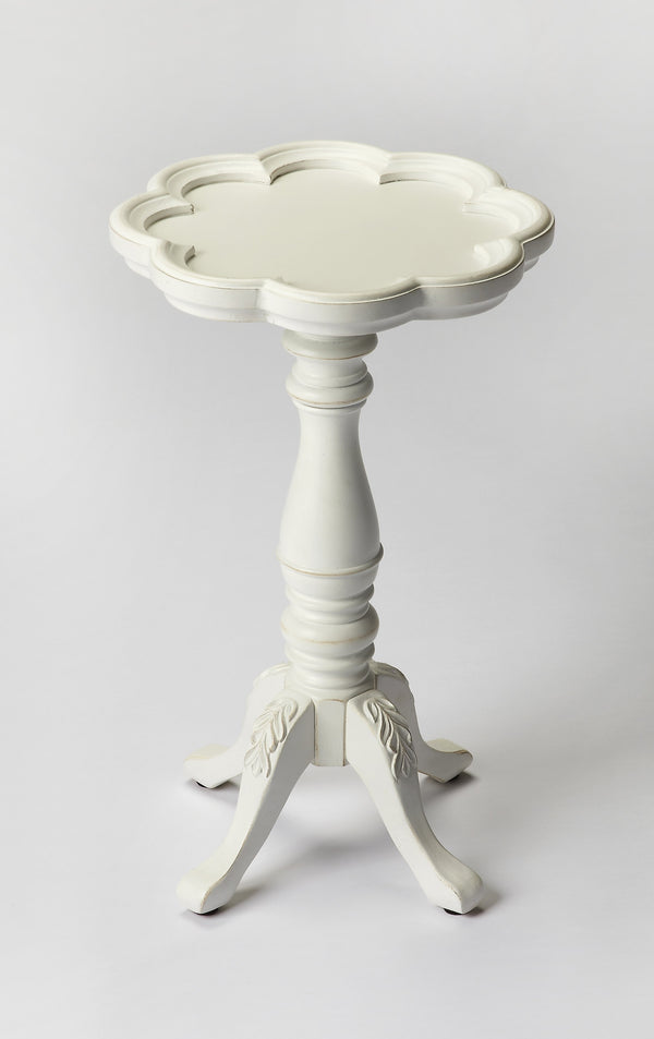 Butler Specialty Whitman Elegant Round Wood Side Table With Scalloped Edge And Intricate Carved Legs For Small Spaces White Rubberwood Solids,Cherry Veneer,Resin,Mdf 923222-butler