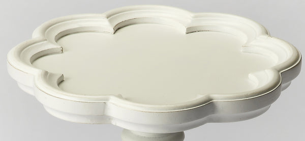 Butler Specialty Whitman Elegant Round Wood Side Table With Scalloped Edge And Intricate Carved Legs For Small Spaces White Rubberwood Solids,Cherry Veneer,Resin,Mdf 923222-butler