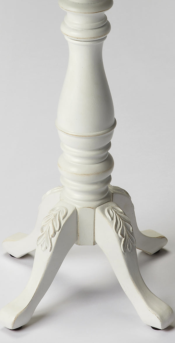 Butler Specialty Whitman Elegant Round Wood Side Table With Scalloped Edge And Intricate Carved Legs For Small Spaces White Rubberwood Solids,Cherry Veneer,Resin,Mdf 923222-butler