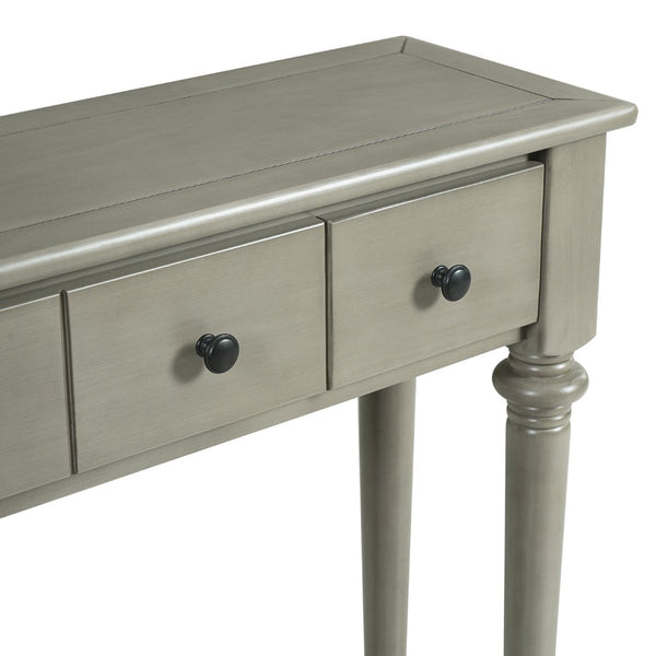 English Elm Trexm Vintage Console Table Four Drawers Pine Veneer Grey Wash Entryway Storage N715P202860E