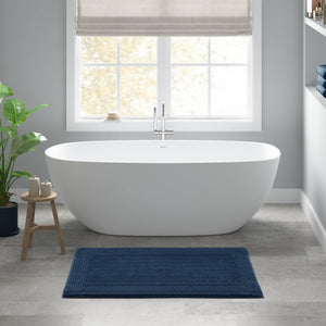 English Elm 1 Heavyweight Cotton Tufted Bath Rug Reversible Spa Grade Absorbent Floor Mat Navy B035P319557