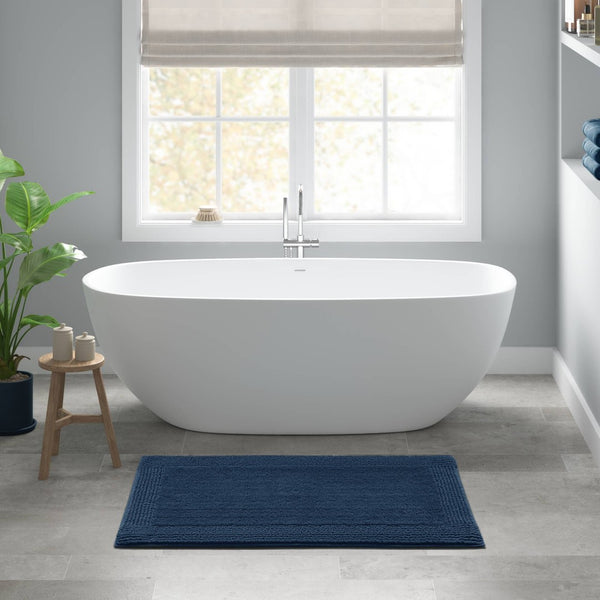 English Elm 1 Heavyweight Cotton Tufted Bath Rug Reversible Spa Grade Absorbent Floor Mat Navy B035P319557