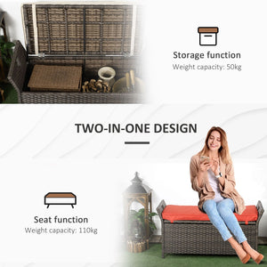 English Elm Outsunny 27 Gallon Wicker Storage Bench - Stylish Outdoor Seating & Storage Solution In Red! W2225P174027-GIGA