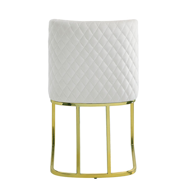 English Elm Zazie White Velvet Side Chair Set of 2 with Gold Finish, Lozenge Back, 4" Cushion, 220lb Capacity B2726P345260