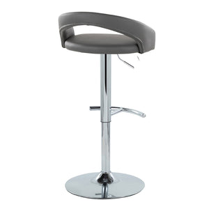 English Elm Adjustable Swivel Barstools with Chrome Base and Grey Faux Leather Set of Two B202S01987