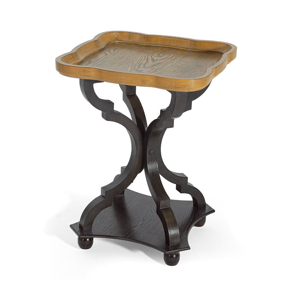 English Elm Christopher Knight Home® - End Table French Country Hourglass Accent Table in Black & Natural, Distressed Ornate Curves, 18.75" x 25" N771P307904B