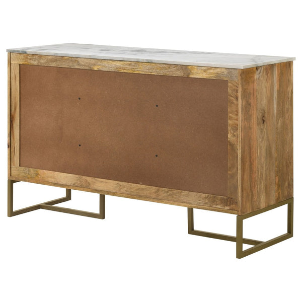 English Elm Paloma Herringbone Mango Wood Sideboard with Marble Top and Gold Legs B062P447721