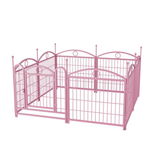 English Elm Dog Playpen 8 Panel Heavy Duty Iron Pet Enclosure Foldable Indoor Outdoor Exercise Pen Pink W368P233998