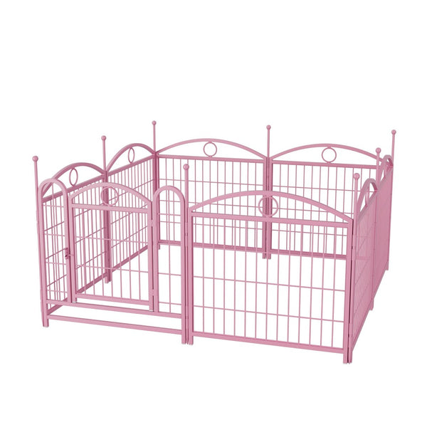 English Elm Dog Playpen 8 Panel Heavy Duty Iron Pet Enclosure Foldable Indoor Outdoor Exercise Pen Pink W368P233998