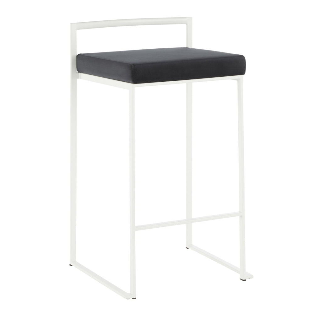 English Elm Contemporary Stackable Velvet Seat Counter Stools Steel Frame Kitchen Set of 2 B202P221935