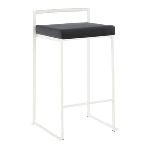 English Elm Contemporary Stackable Velvet Seat Counter Stools Steel Frame Kitchen Set of 2 B202P221935
