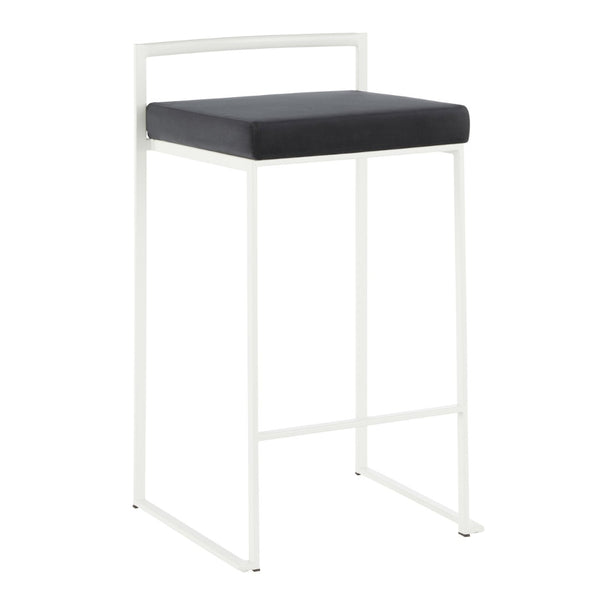 English Elm Contemporary Stackable Velvet Seat Counter Stools Steel Frame Kitchen Set of 2 B202P221935