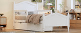 English Elm Twin Size Wood Platform Bed With Guardrails On Both Sides and Two Storage Drawers ,White