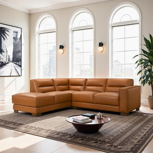 English Elm Muncie Mid-century Vegan Leather Sectional Sofa with Walnut Legs for Living Room B183S00206