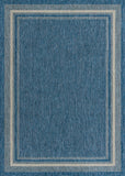 Unique Loom Outdoor Border Soft Border Machine Made Border Rug Blue, Ivory/Gray 8' 0" x 11' 4"