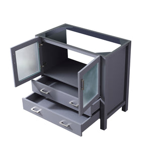 English Elm Dark Grey Bath Vanity - 36" W Solid Wood Cabinet With Soft-Close Drawers For Modern Bathrooms B2731P260436