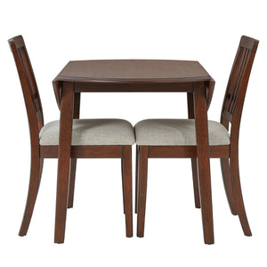 English Elm 3-piece Folding Round Dining Set with Upholstered Chairs for Compact Apartment Spaces N752S000618D