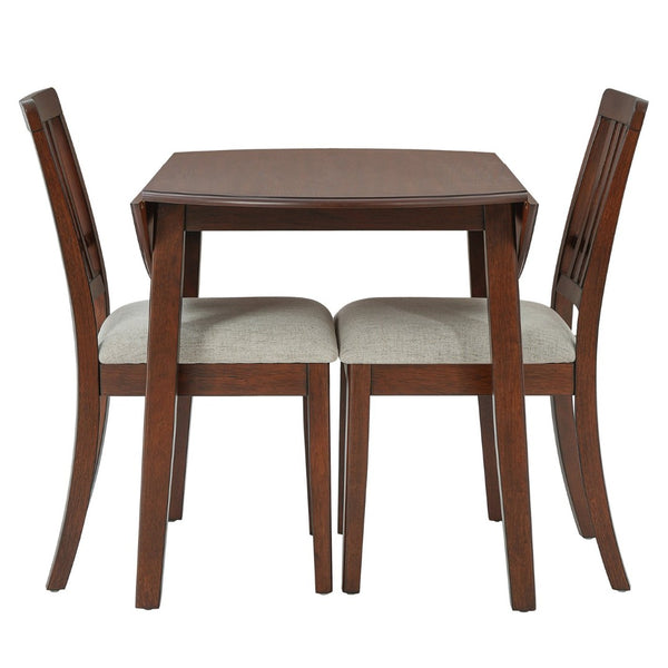 English Elm 3-piece Folding Round Dining Set with Upholstered Chairs for Compact Apartment Spaces N752S000618D